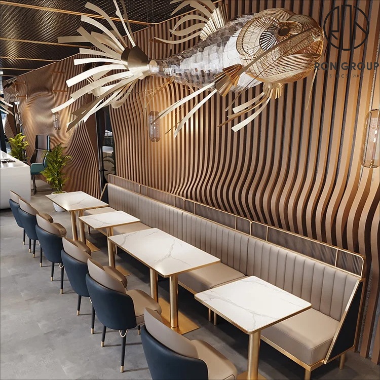 Stainless Steel Banquette Booth Seating with PU Leather Upholstery for Restaurants