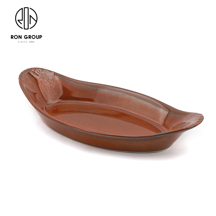 Rust Red Reactive Glaze Ceramic Dinnerware Set for Restaurants and Hotels