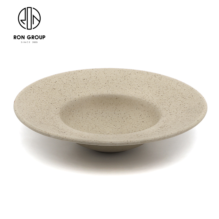 Nordic Speckled Clay Pasta Plate with Wide Rim for Upscale Restaurant Service