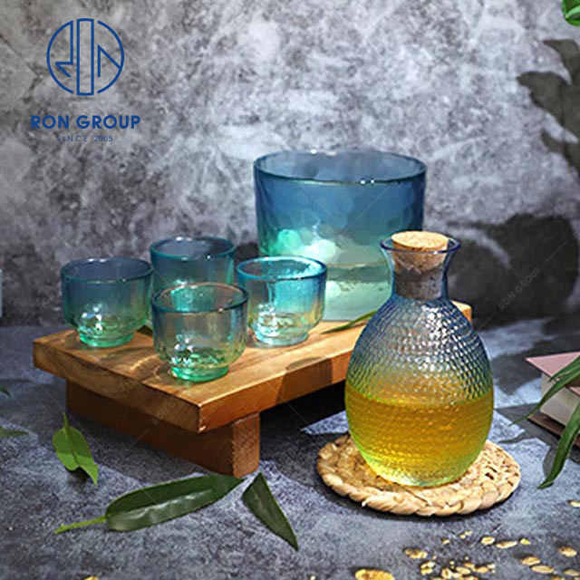 High-end qualiy wholesale hotel restaurant elegant modern style glassware Japanese sake pot set