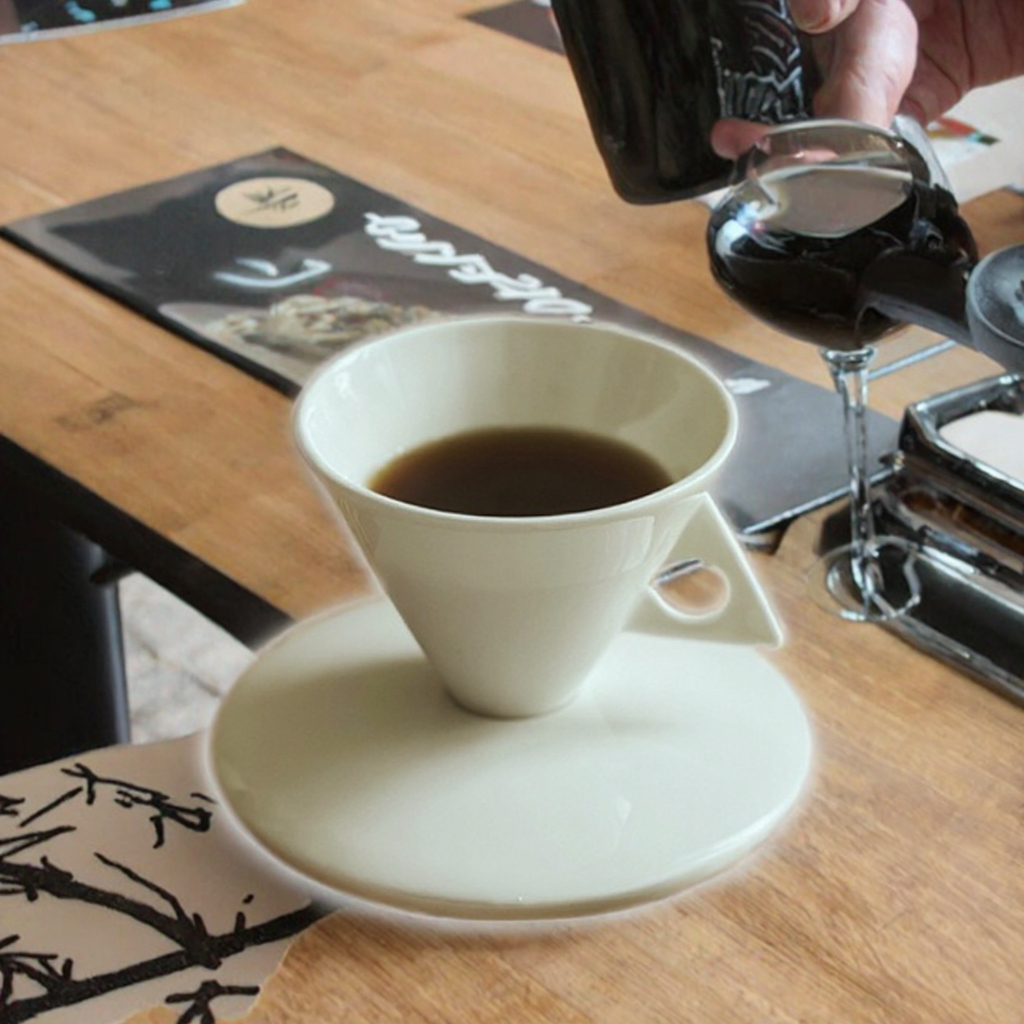 Premium 60ml Nordic Triangular Bone China Espresso Cup & Saucer Set