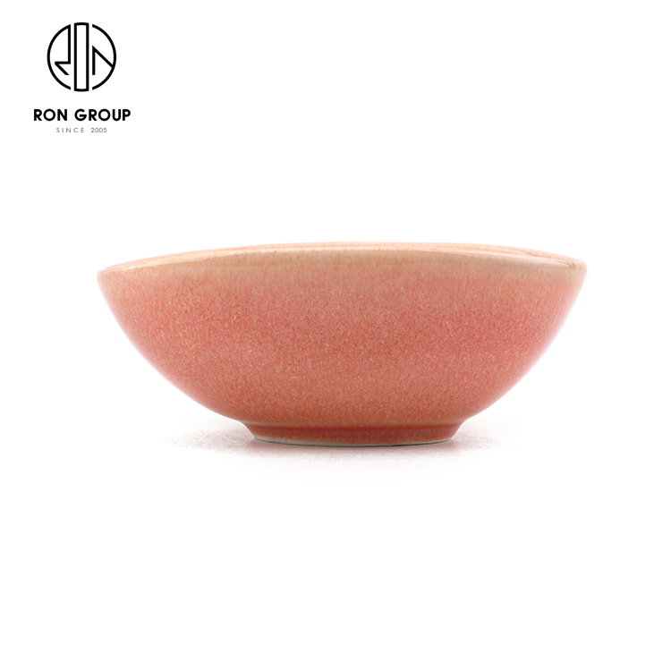 Pink Crackle-Glaze Irregular Ceramic Snack Bowl for Cafés and Restaurants