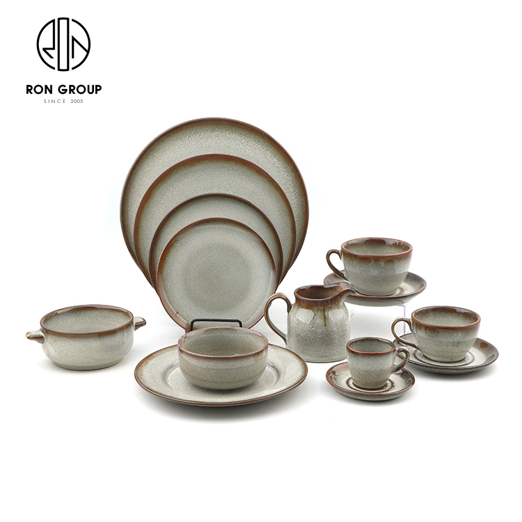 Rustic Stoneware-Style Double-Handled Ceramic Soup Bowl