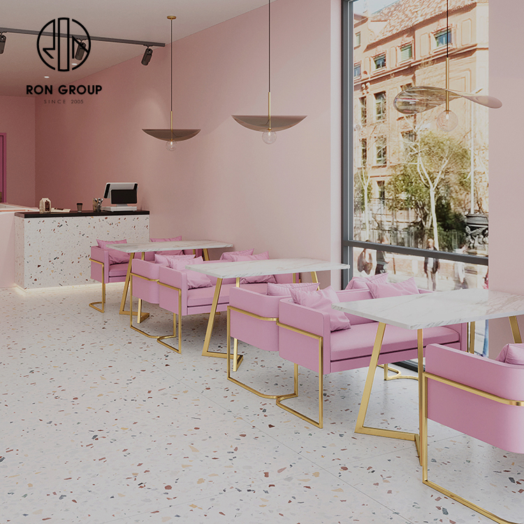 Custom Modern Café Furniture Set with PU Upholstered Seating and Slate Tables