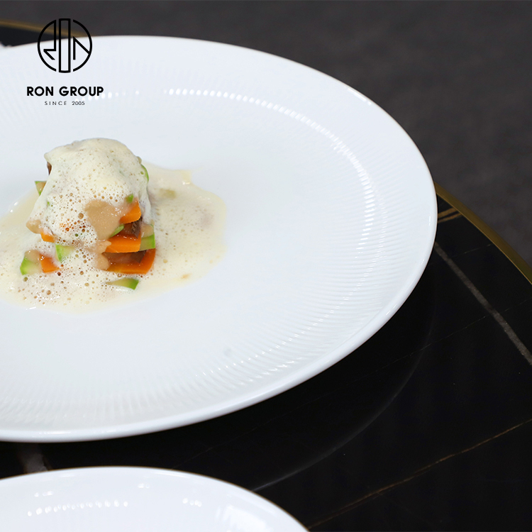 Large White Round Ceramic Serving Plate for Salad, Steak and Fine Dining