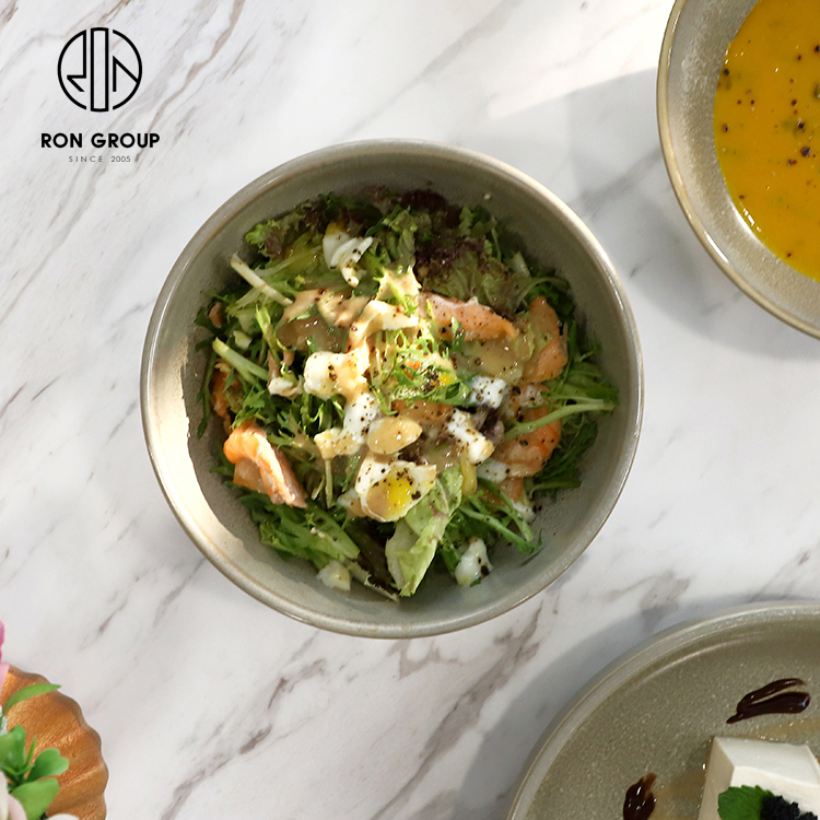 Wholesales Green Modern Matte Celadon Melamine Salad Bowl for High-Traffic Restaurant Service